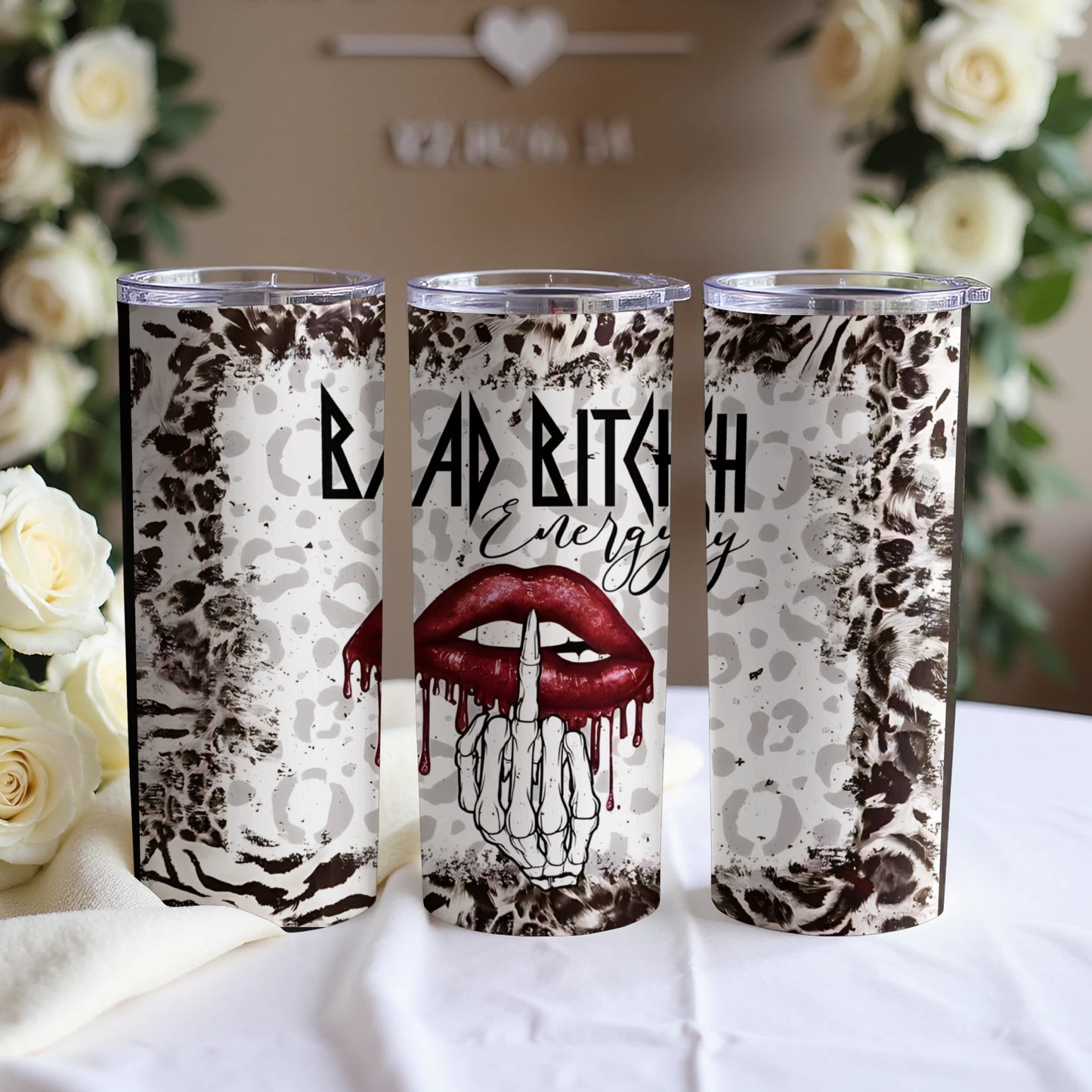 Bold Fierce Leopard Print Lips Tumbler product