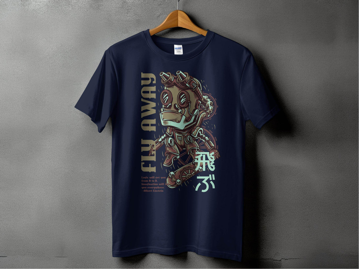 Fly Away Robot Design Featuring Einstein Quote T-Shirt - Design & Vybe