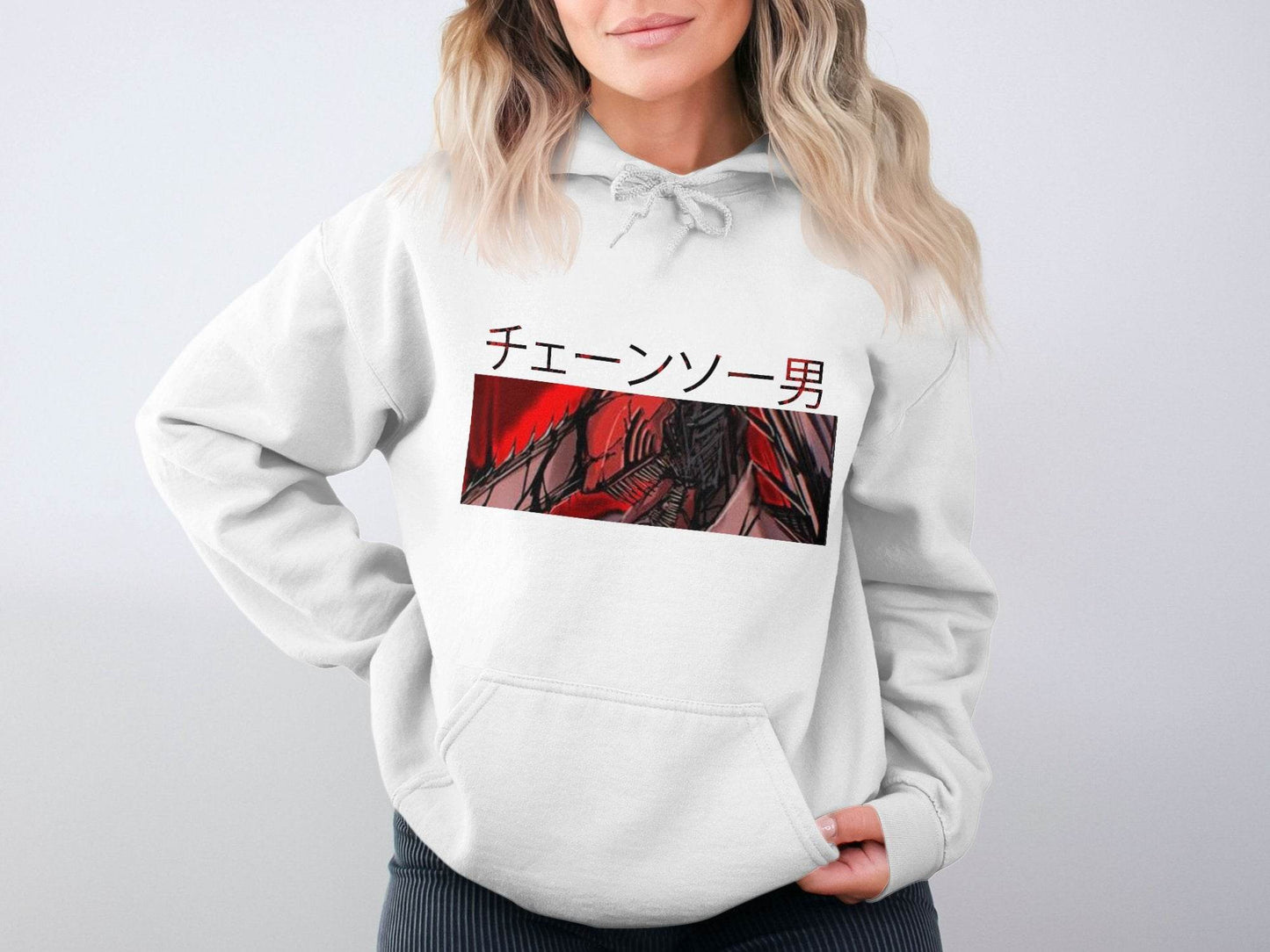 Chainsaw Man Japanese Text Red and Black Design Hoodie - Design & Vybe