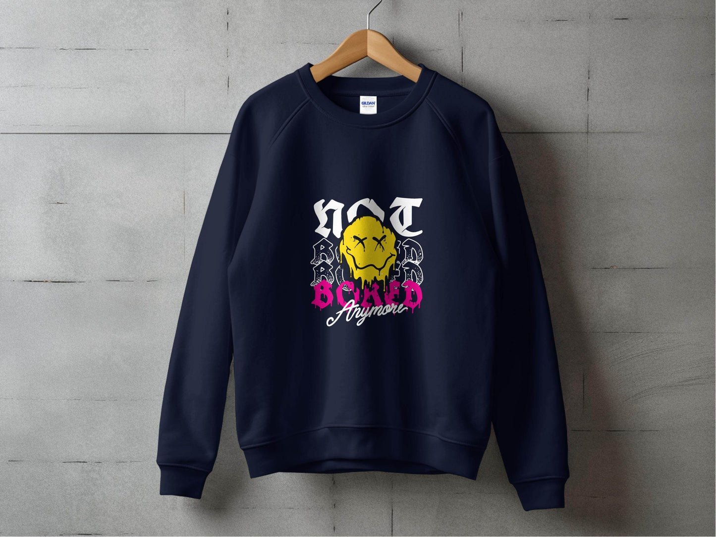 Melting Face Smiley Bored Expression Graphic Sweater - Design & Vybe
