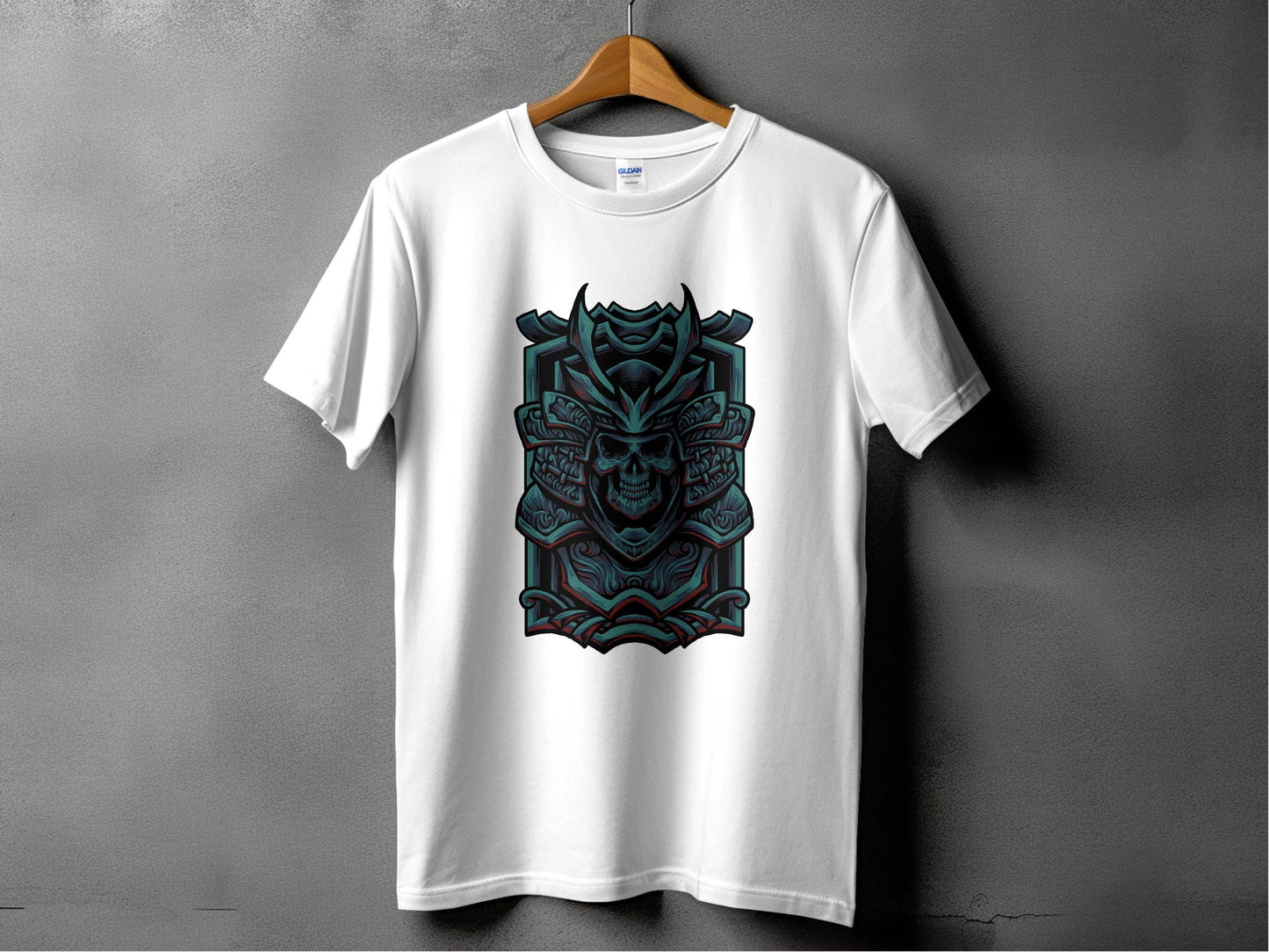 Menacing Samurai Skull Design Graphic T-Shirt - Design & Vybe