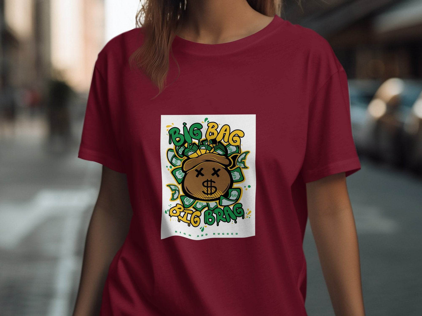 Big Bag and Big Brag Rich and Rugged Design T-Shirt - Design & Vybe