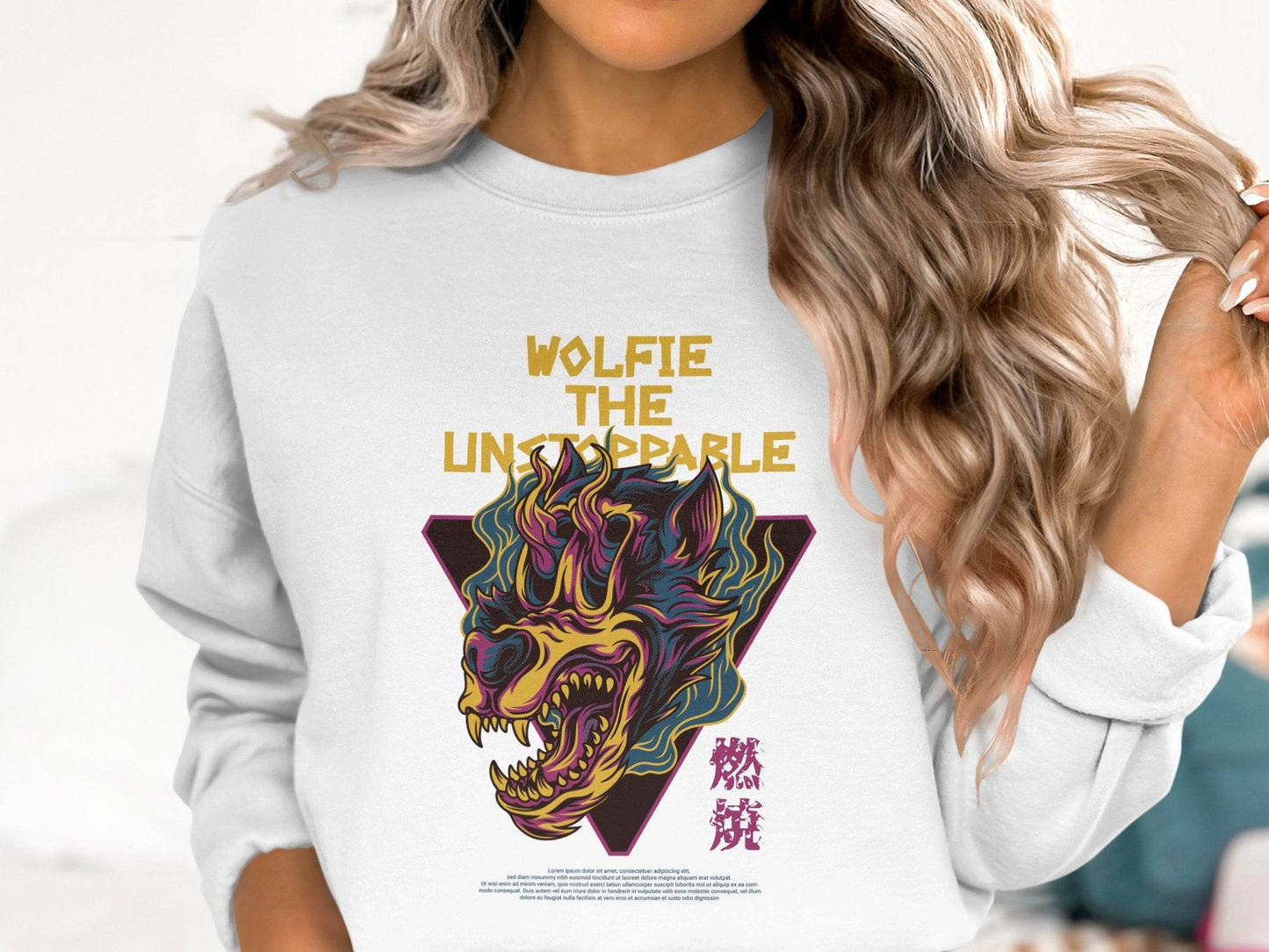Wolfie The Unstoppable Graphic Design Cool Sweater - Design & Vybe
