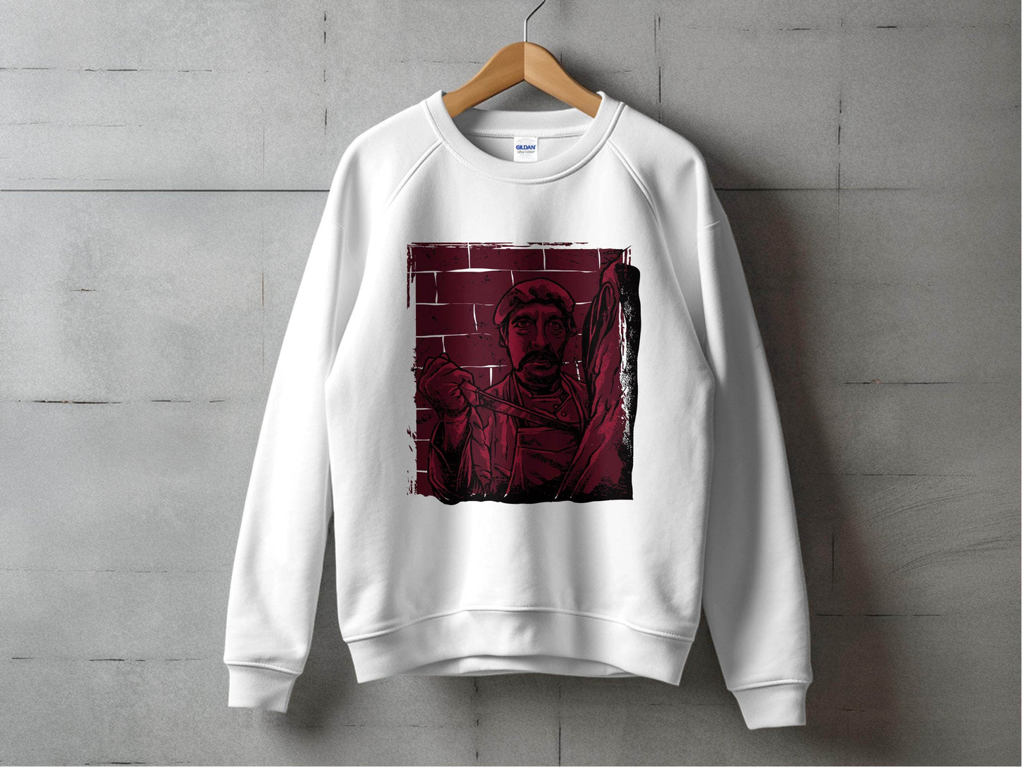 Vintage Butcher with Intense Gaze Graphic Sweater - Design & Vybe