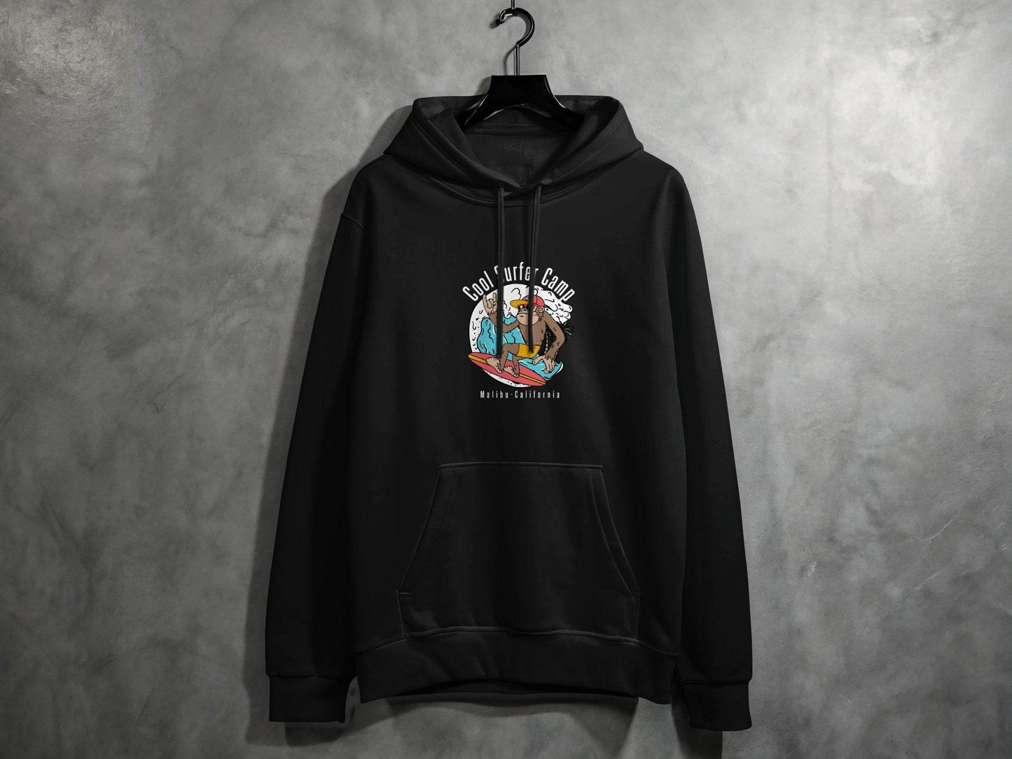 Cool Surfing Monkey Graphic Print Casual Hoodie - Design & Vybe