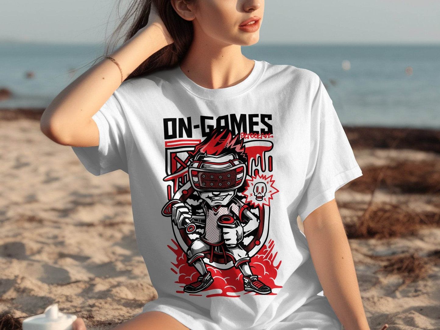 On Games Vr Gaming Schoolart Skull Graphic Design T-Shirt - Design & Vybe