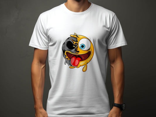 Skull And Emoji Face Combination Funky Design T-Shirt - Design & Vybe