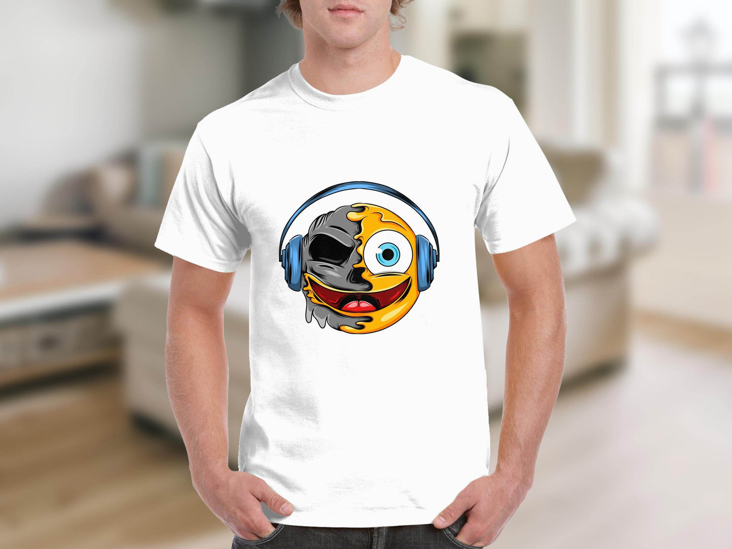 Bold Expression Headphones Smiley Graphic T-Shirt - Design & Vybe