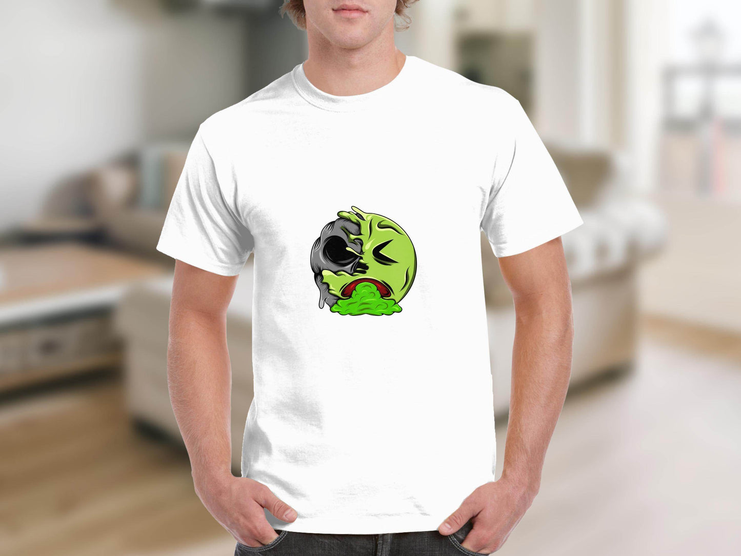 Half Zombie Half Emoji Graphic Design Illustration T-Shirt - Design & Vybe