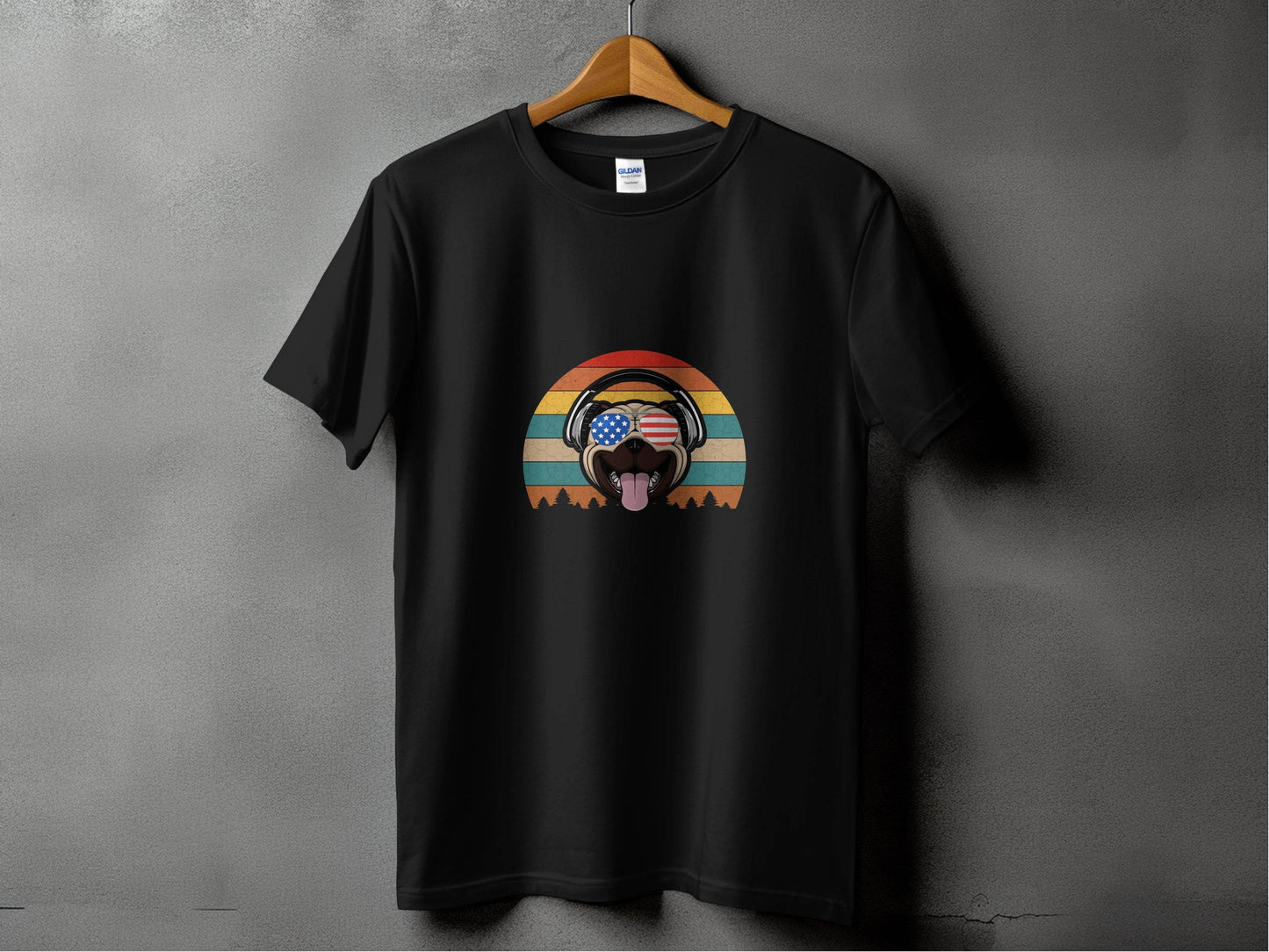 Retro Pug Dog with Headphones Graphic Tee T-Shirt - Design & Vybe