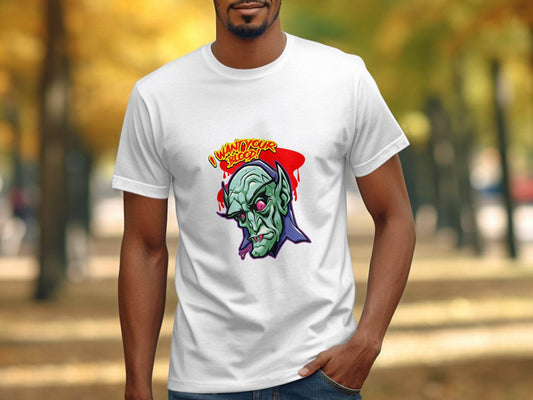 I Want Your Blood Vampire Head Horror Graphic T-Shirt - Design & Vybe