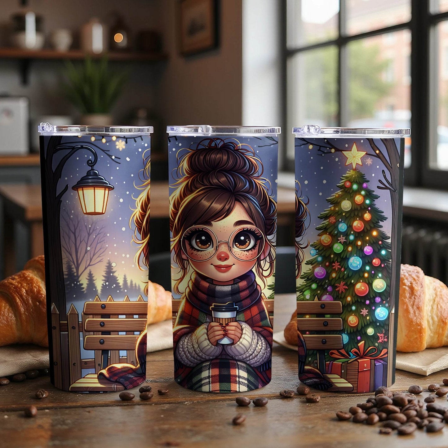 Cozy Girl Christmas Scene Digital Art Design Tumbler - Design & Vybe