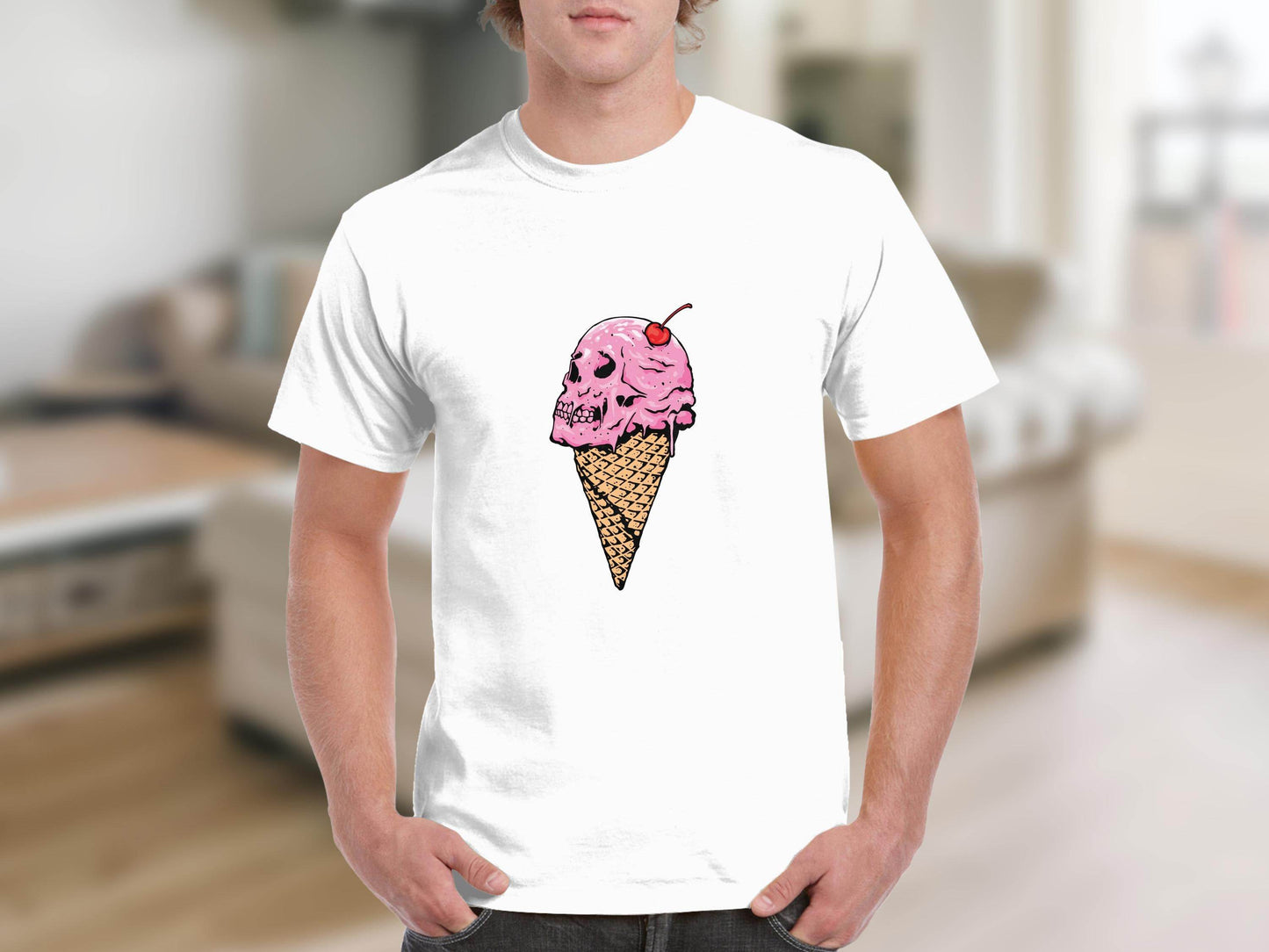Ice Cream Skull Cone Graphic Illustration for T-Shirt - Design & Vybe