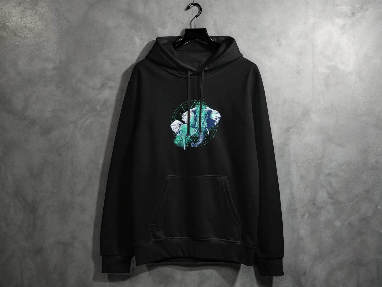 Stunning Elephant Graphic Blue Nature Design Hoodie - Design & Vybe