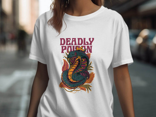 Deadly Poison Snake Art Graphic Novelty Design T-Shirt - Design & Vybe