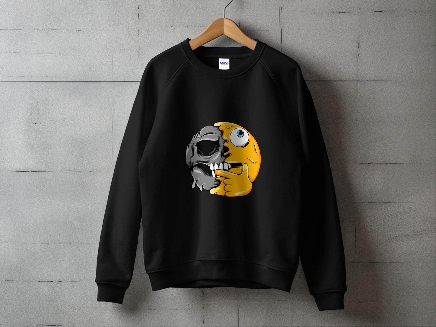 Emoji Skull Half and Half Funny Face Art Sweater - Design & Vybe