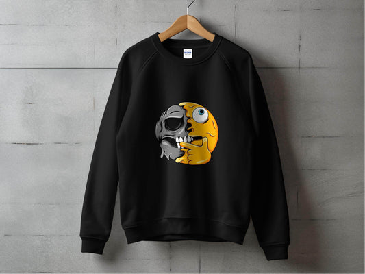 Emoji Skull Half and Half Funny Face Art Sweater - Design & Vybe
