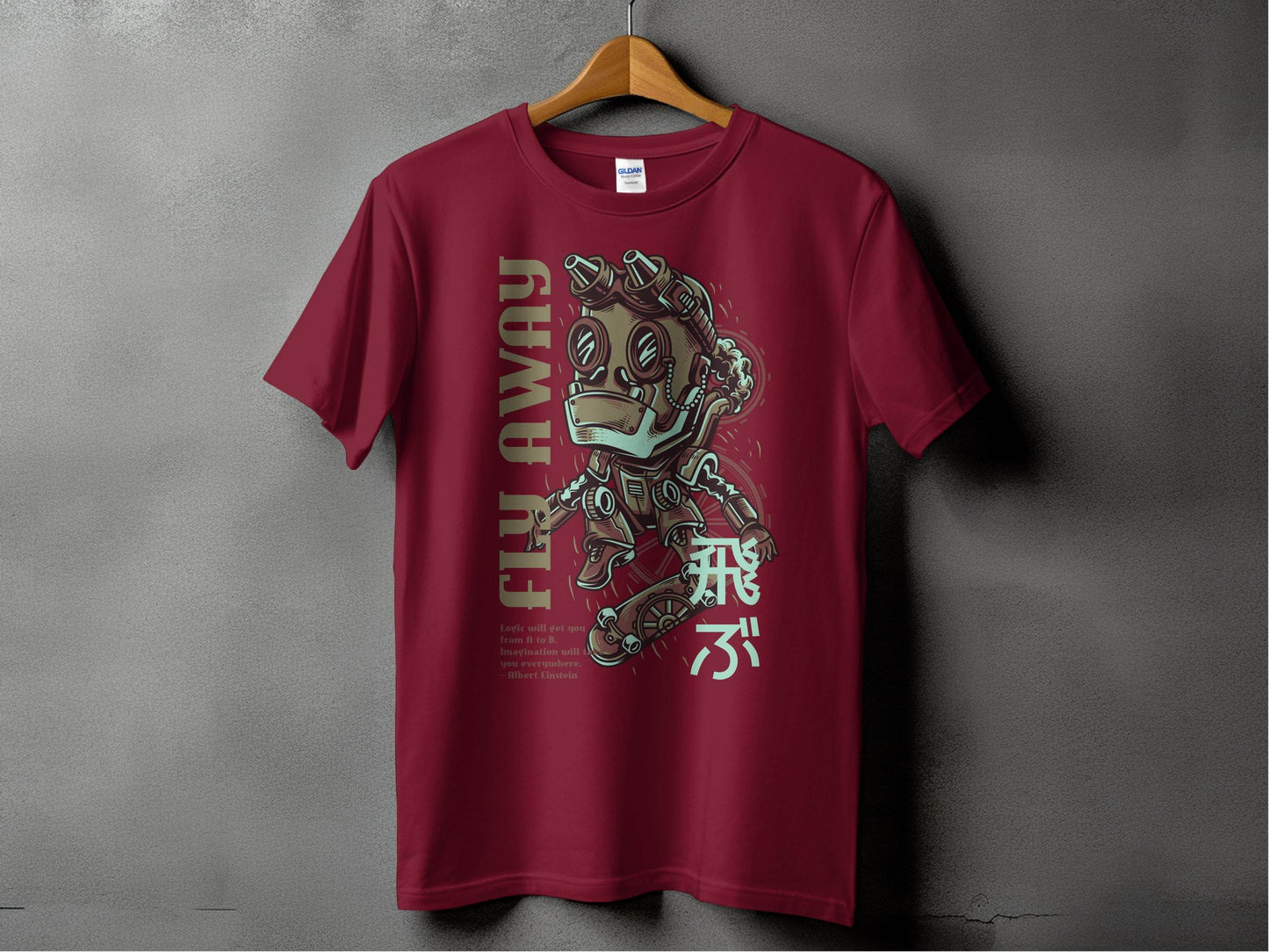 Fly Away Robot Design Featuring Einstein Quote T-Shirt - Design & Vybe