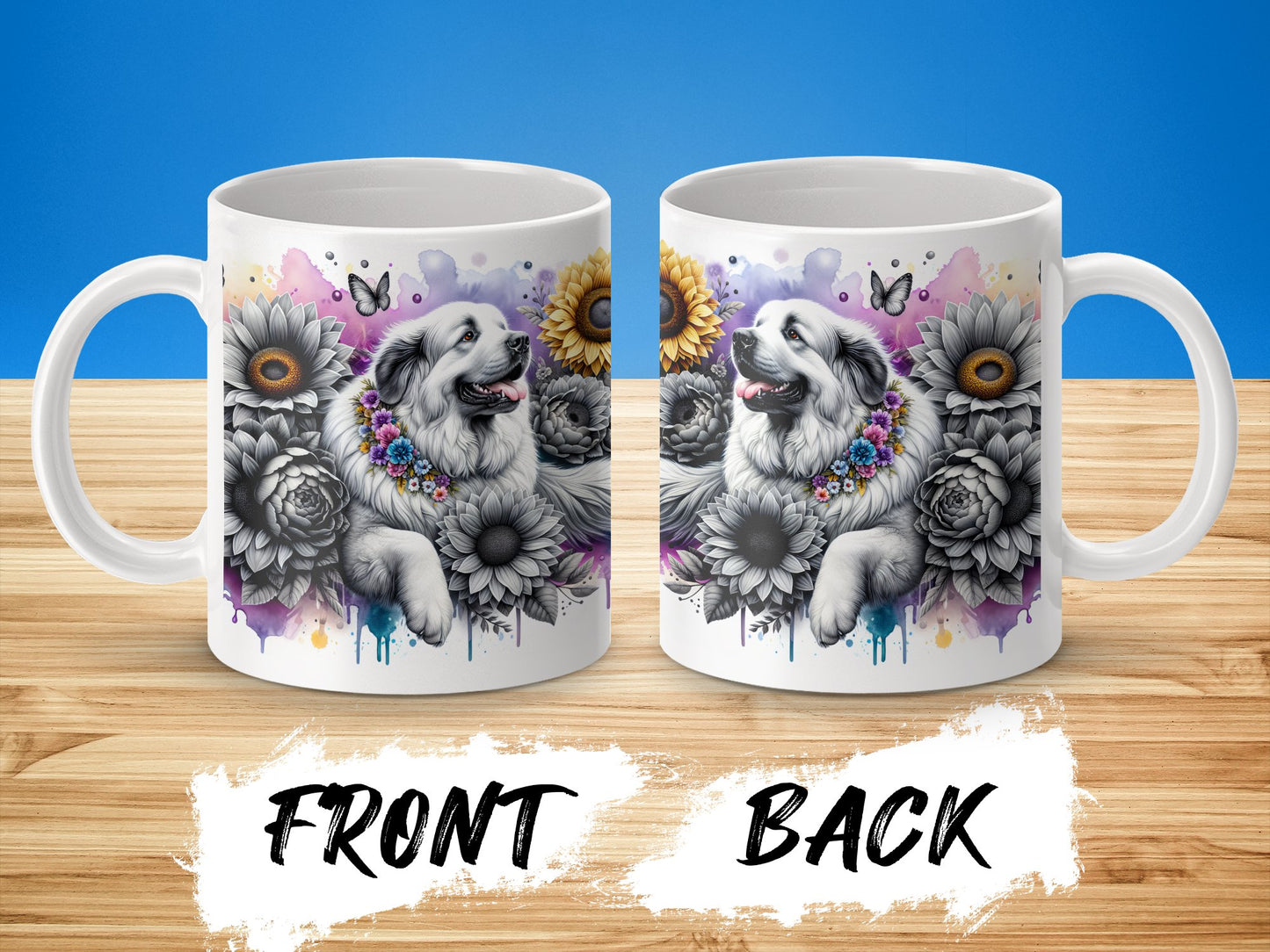 Beautiful Colorful Flowers and Dog Design Mug product