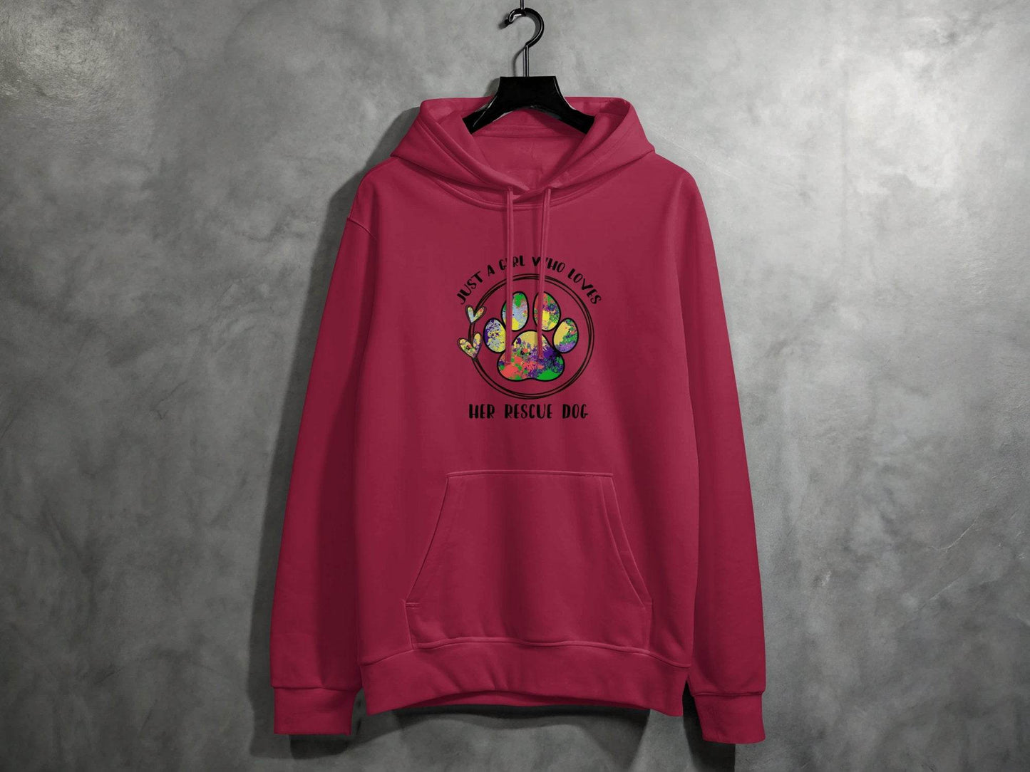 Just a Girl Who Loves Her Rescue Dog Paw Print Hoodie - Design & Vybe