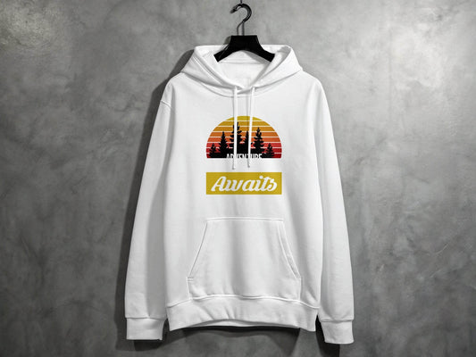 Adventure Awaits Graphic Sunset Design Hoodie - Design & Vybe