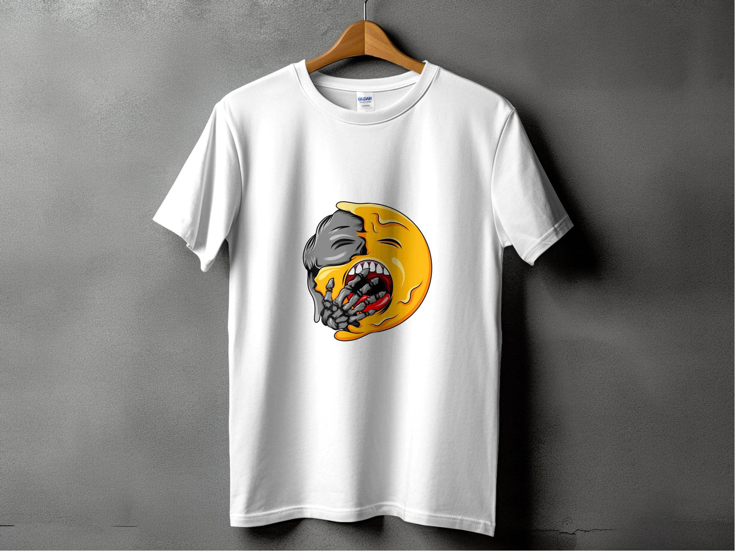 Zombie Emoji Biting Skeleton Hand Illustration T-Shirt - Design & Vybe