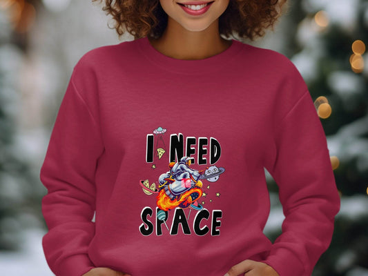 I Need Space Astronaut Riding Rocket Graphic Novelty Sweater - Design & Vybe