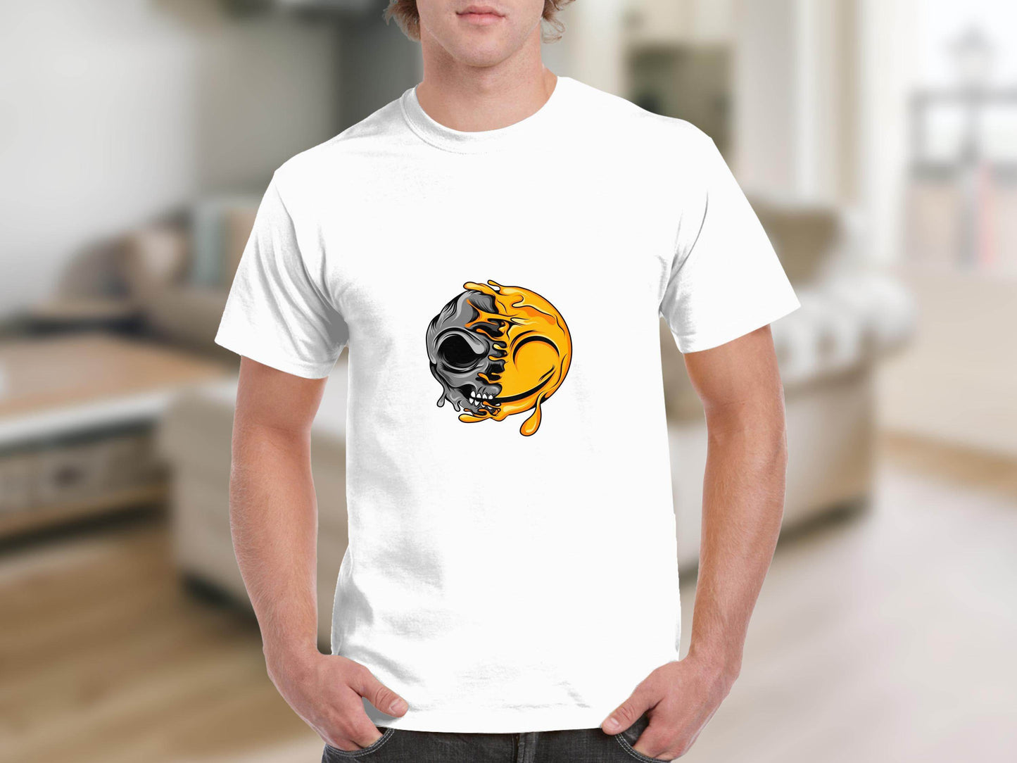 Skull and Liquid Graphic Cool Artistic Style T-Shirt - Design & Vybe