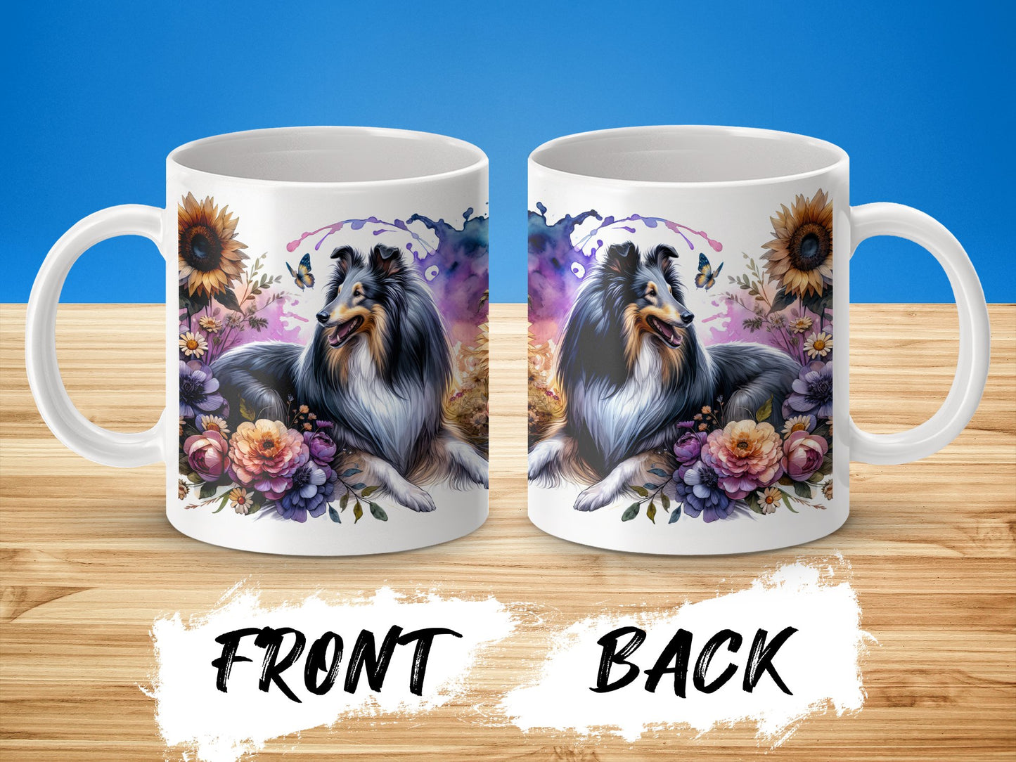 Floral Herding Dog Themed Coffee Mug product