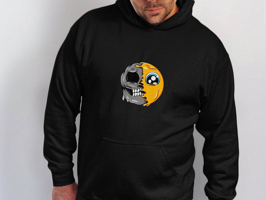 Emoji Meets Skull Fusion Unique Graphic Print Hoodie - Design & Vybe