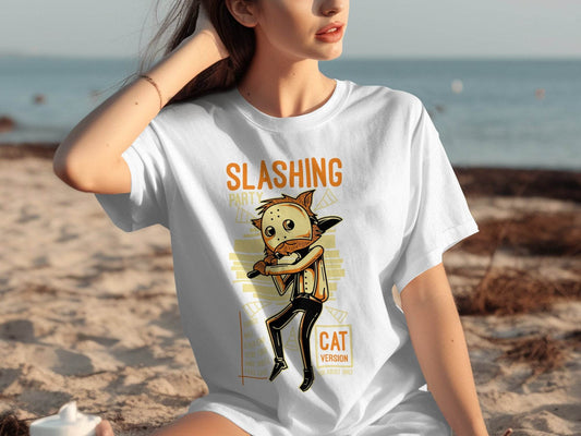 Slashing Party Cat Version for Adult Only Graphic T-Shirt - Design & Vybe