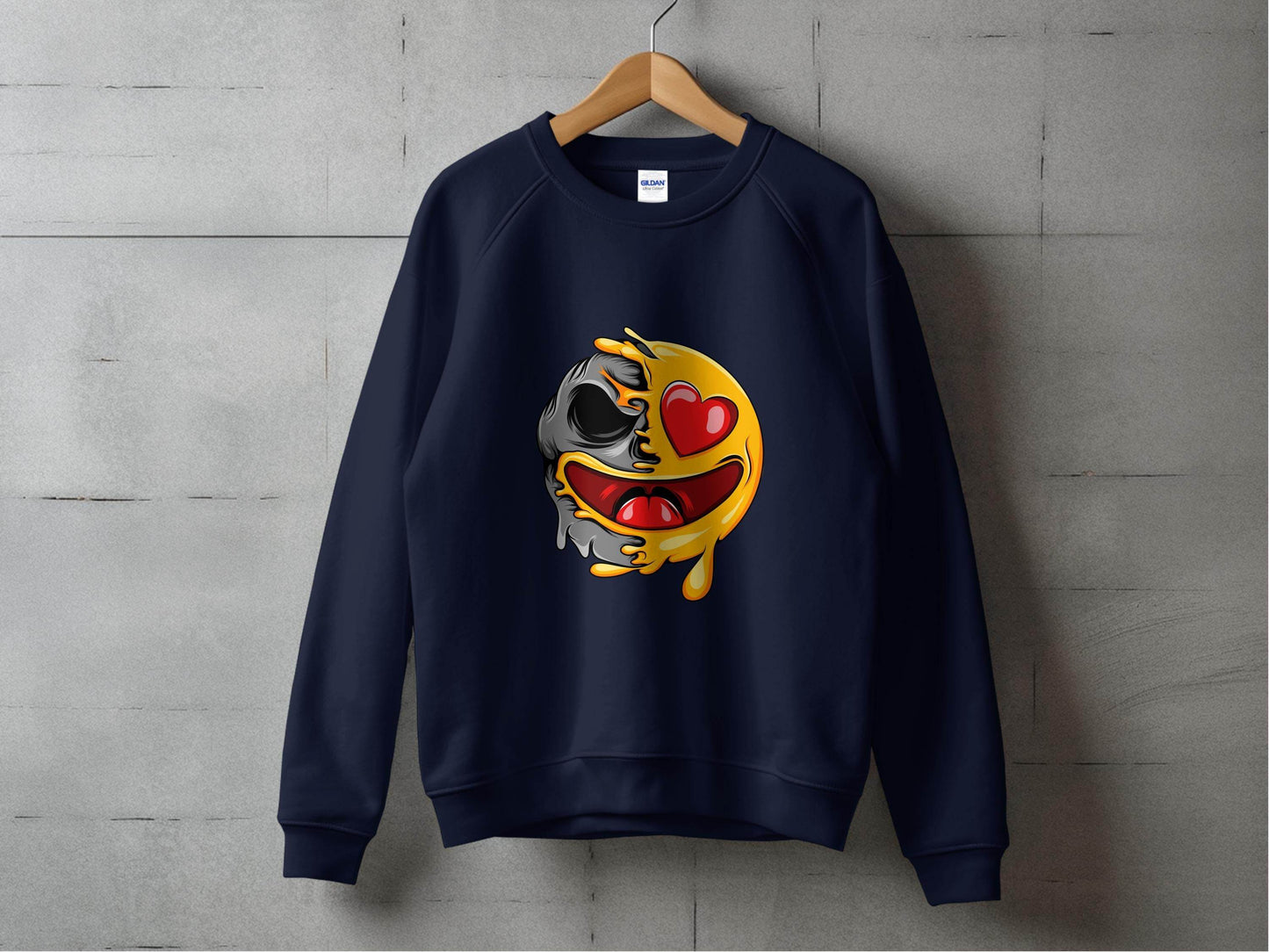 Skull Emoji with Heart Eyes Novelty Graphic Sweater - Design & Vybe