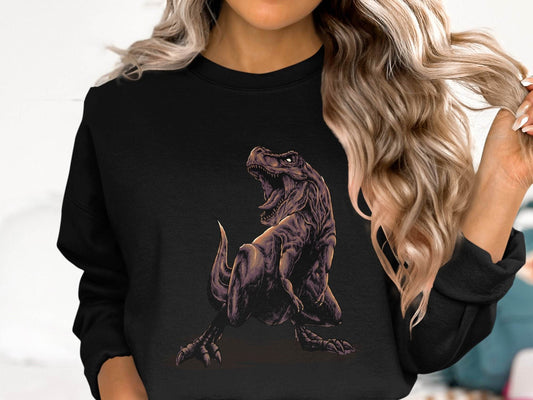 Fierce T-Rex Roaring Dinosaur Graphic Sweater - Design & Vybe