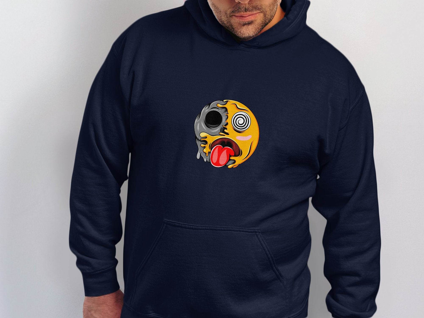 Melting Face with Swirling Eyes Smiley Graphic Hoodie - Design & Vybe
