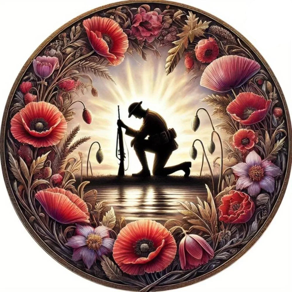 Patriotic Soldier Poppy field Remembrance Day Metal Art