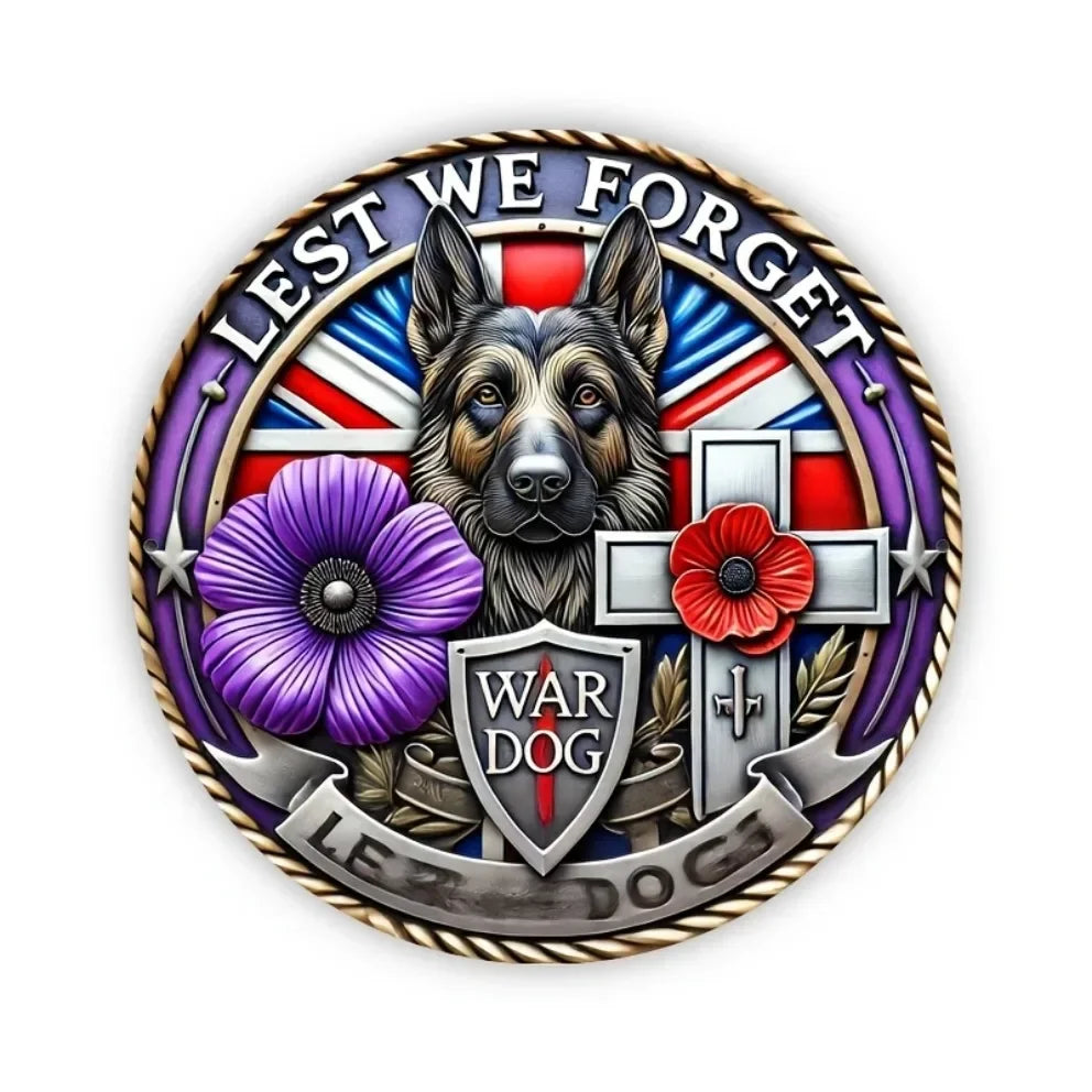 Don't Forget War Dog Purple Poppy Aluminum Sign