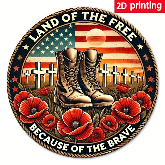 Land of the Free Because of the Brave Design with American Flag