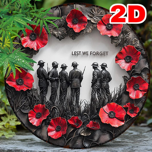 Lest We Forget - Soldier Crew Art Aluminum Sign