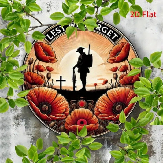 Remembrance Soldier Silhouette, Sunset & Poppy Metal Art