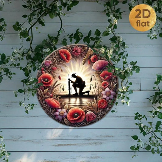 Patriotic Soldier Poppy field Remembrance Day Metal Art