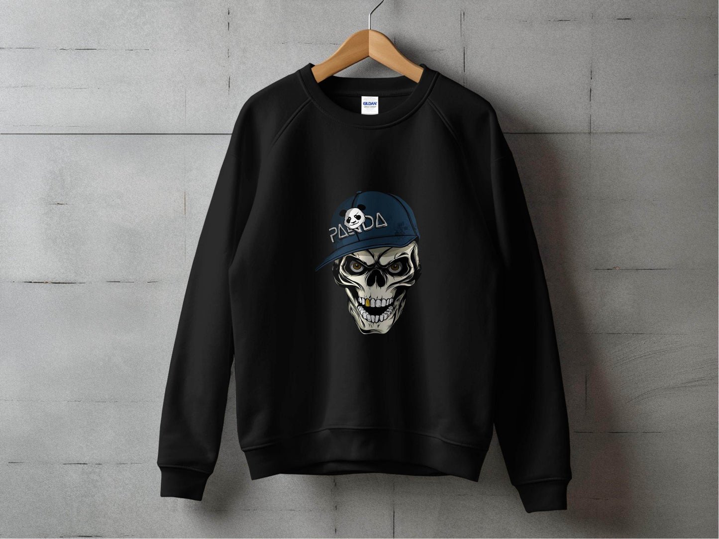 Grim Panda Skeleton on a Dark BaseBall Hat Artwork Sweater - Design & Vybe