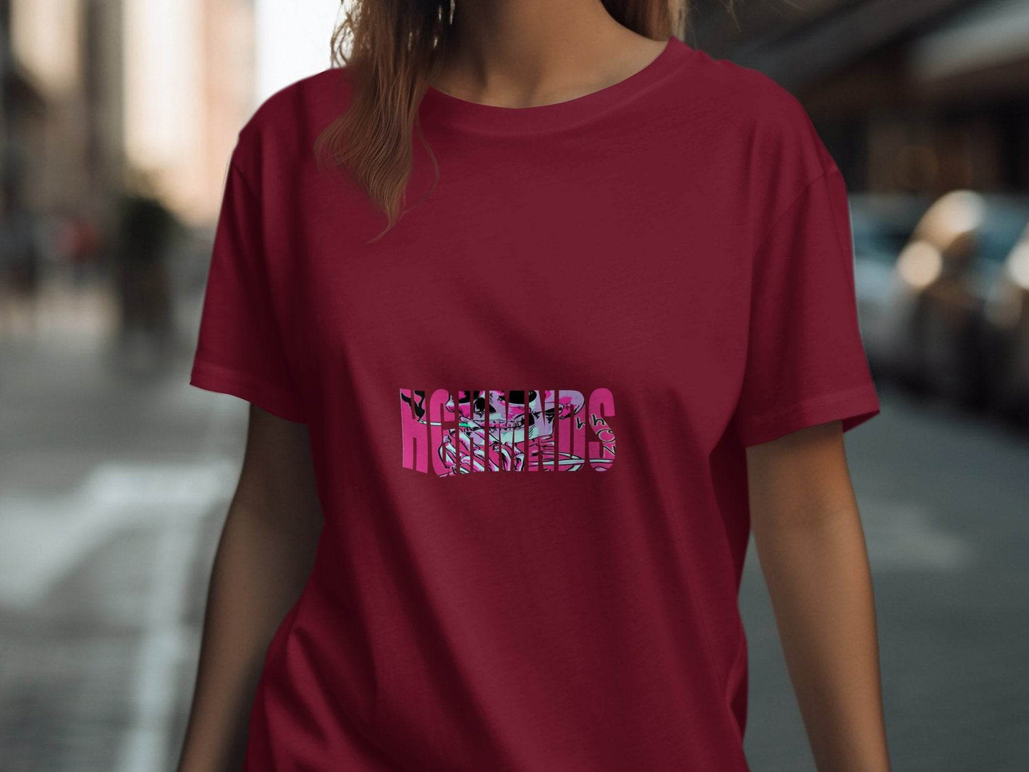 Pink Hounds Graphic Skeleton Print T-Shirt - Design & Vybe
