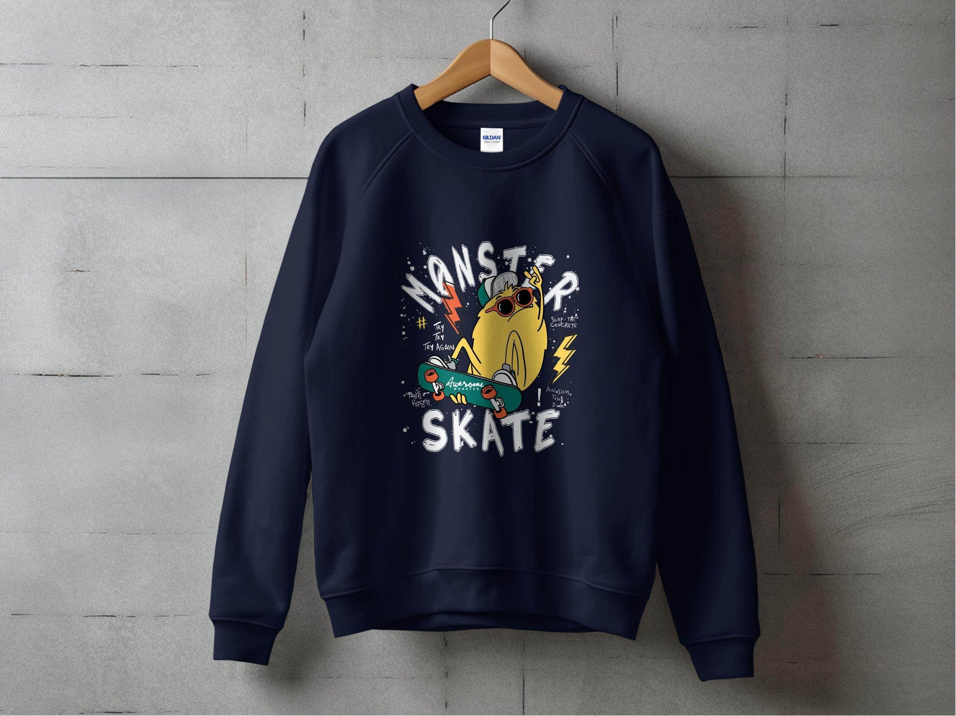 Fun Skateboarding Graphic Monster Cool Sweater - Design & Vybe