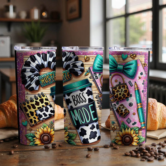Cow Print Accessories with Boss Mode Style Gift For Entrepreneur Design Tumbler - Design & Vybe