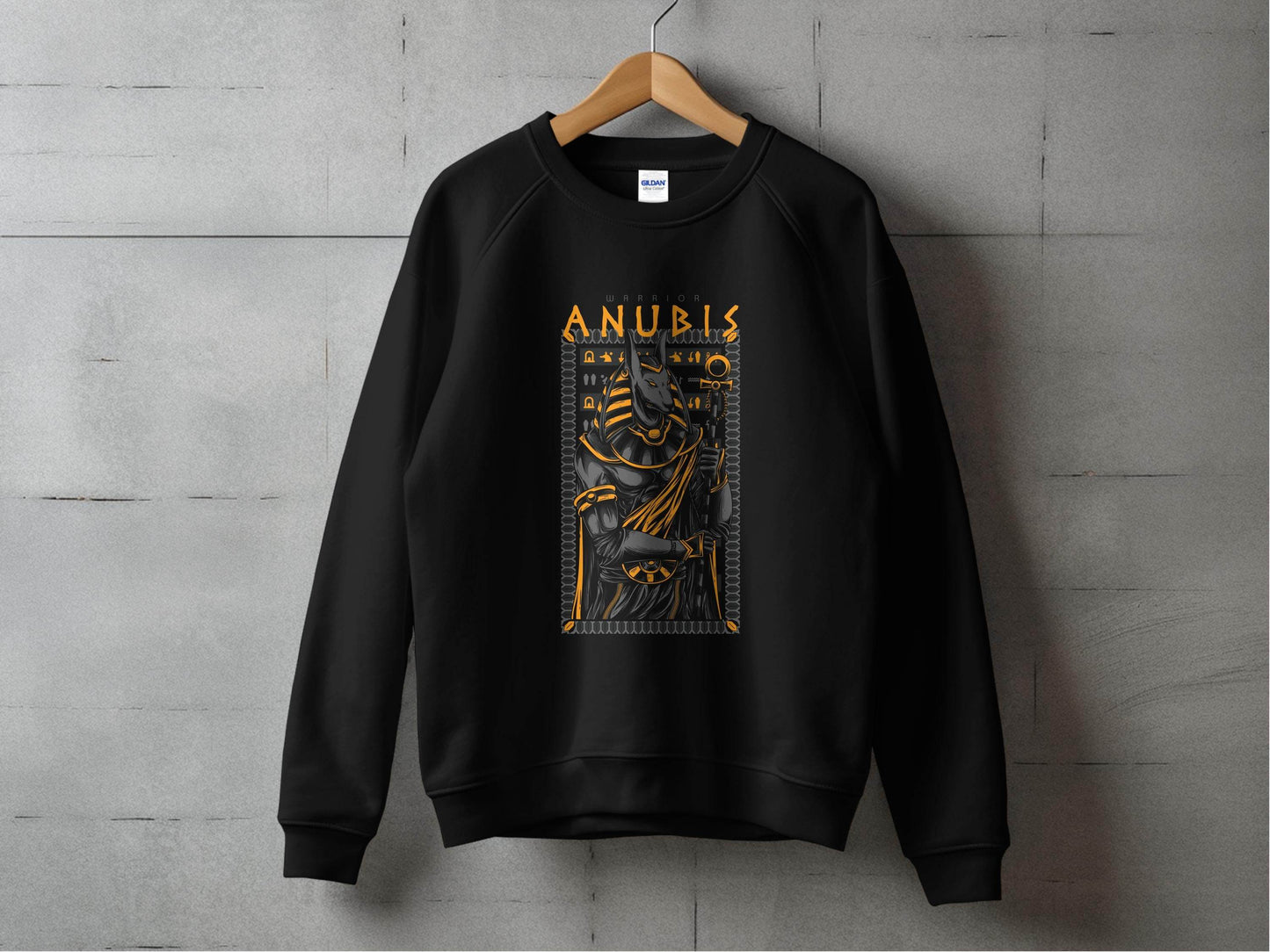 Anubis Warrior with Hieroglyphs Illustration Graphic Sweater - Design & Vybe