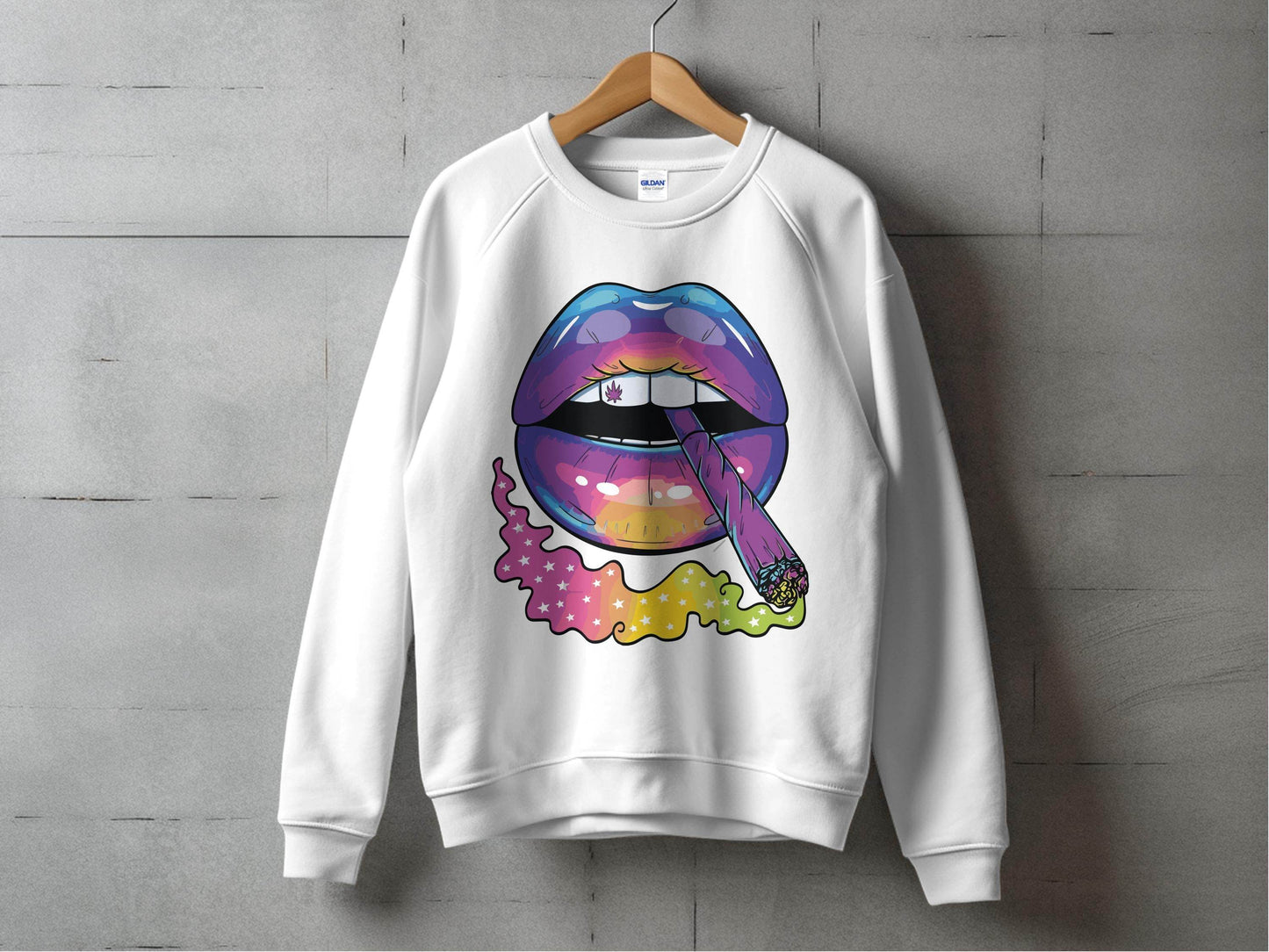 Colorful Lips Smoking Weed Design Sweater - Design & Vybe