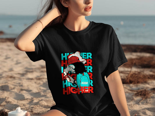 Higher Kush Guy Graphic Novelty Illustration Design T-Shirt - Design & Vybe