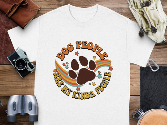 Dog People Are My Kinda People Retro Style Dog Paw T-Shirt - Design & Vybe