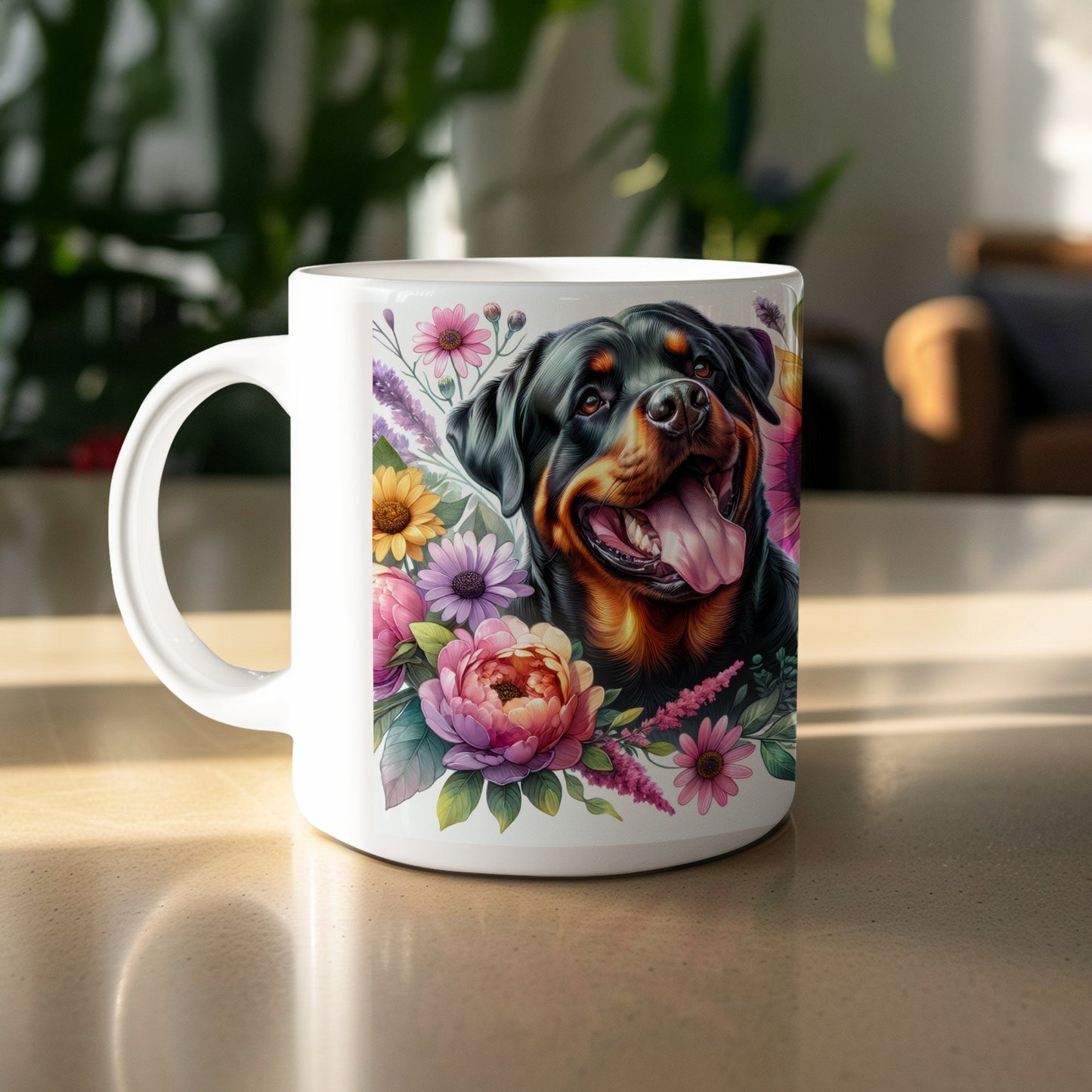 Floral Dog Art Ceramic Mug Coffee Tea Drinkware product