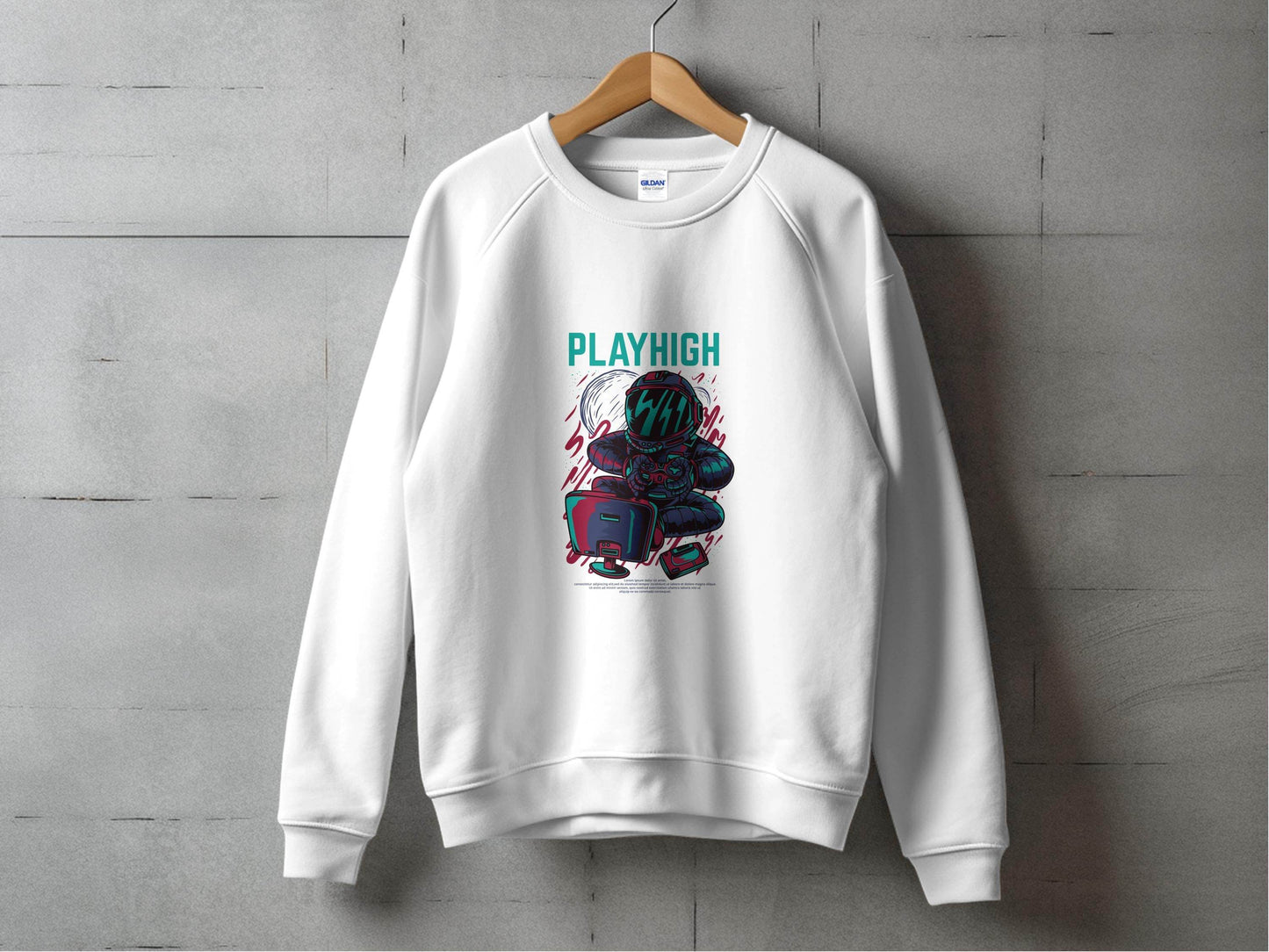 Play High Astronaut Gamer Gaming Illustration Sweater - Design & Vybe
